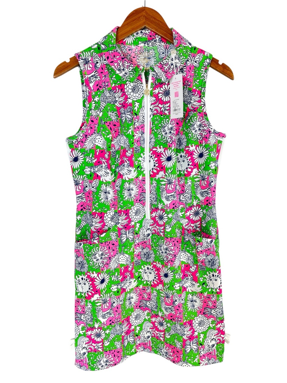 NWT Lilly Pulitzer UPF 50+ Luxletic Kathy Bow Golf Dress size 6 in Pink/Green - Picture 4 of 12